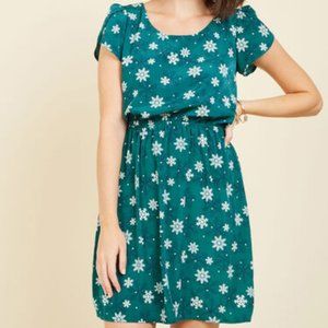 Mod Cloth Teal Snowflake Dress